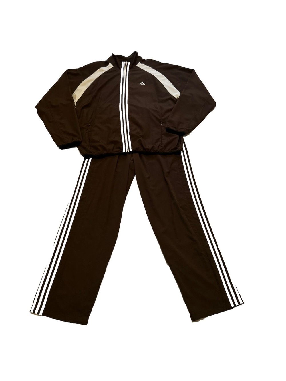 VTG Adidas Men’s Brown Windbreaker Set Jacket Climaproof Mesh Top & Bottoms Sz L